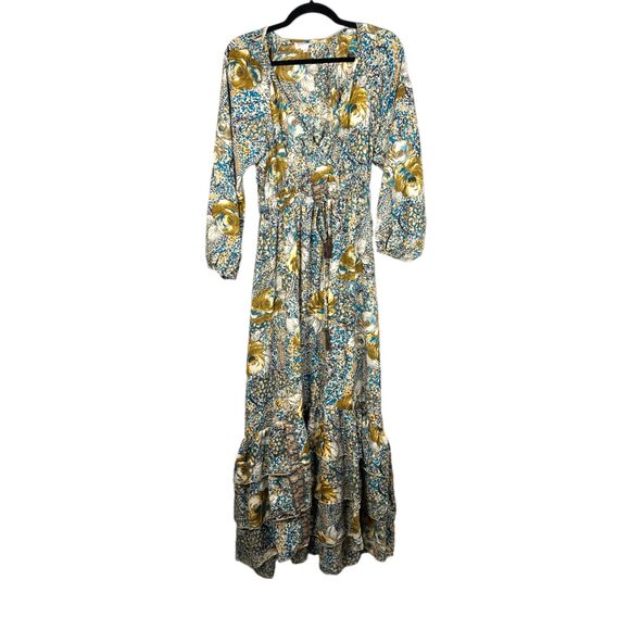 Boemo Tiered Prairie Cottage Boho Maxi Dress Size Medium Petite - Picture 1 of 8